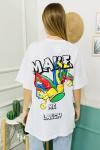 156438 B Yaka Baskili Oversize Tshirt